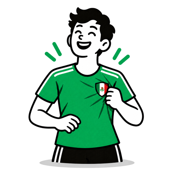 Un deportista muestra con orgullo la bandera de México en su jersey