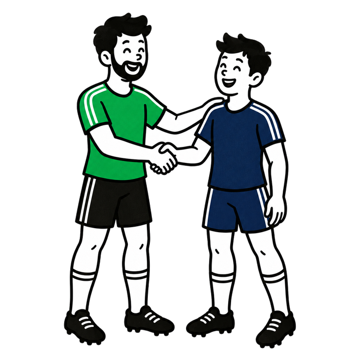 Dos jugadores se saludan antes del partido